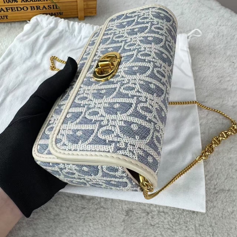 【99%新✨全網最低價】DIOR迪奧Miss Caro 格紋布印花鏈條 單肩包 小號-6