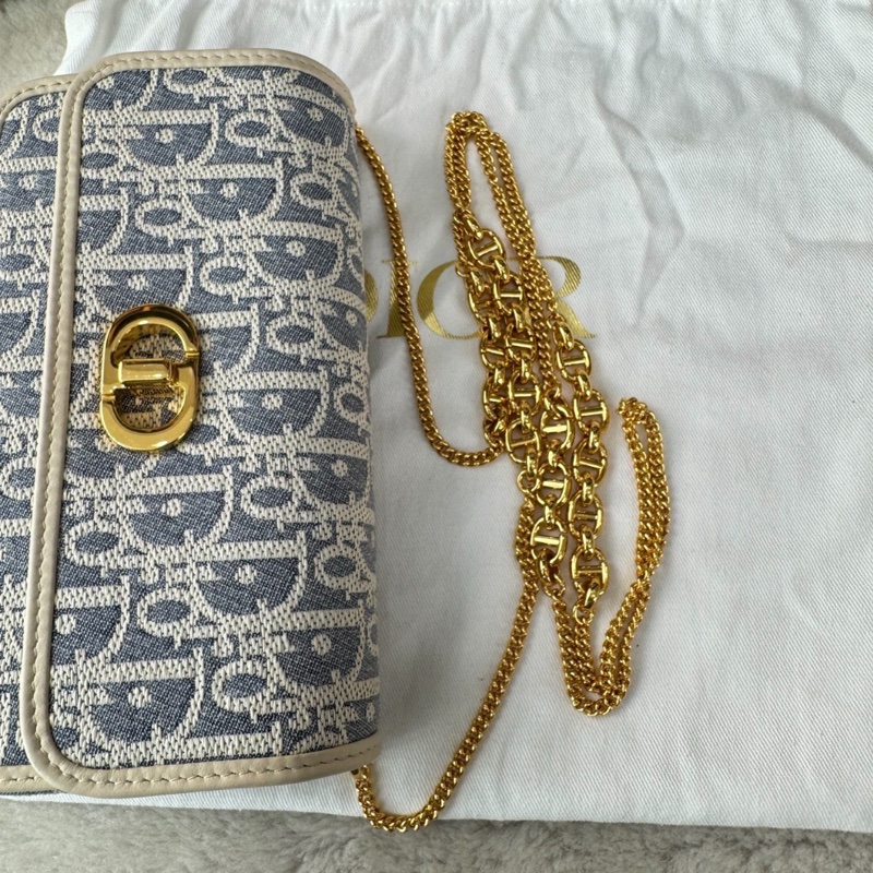 【99%新✨全網最低價】DIOR迪奧Miss Caro 格紋布印花鏈條 單肩包 小號-7