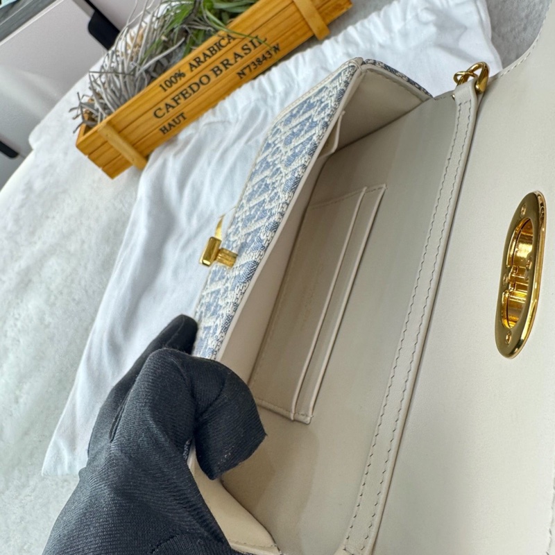 【99%新✨全網最低價】DIOR迪奧Miss Caro 格紋布印花鏈條 單肩包 小號-8