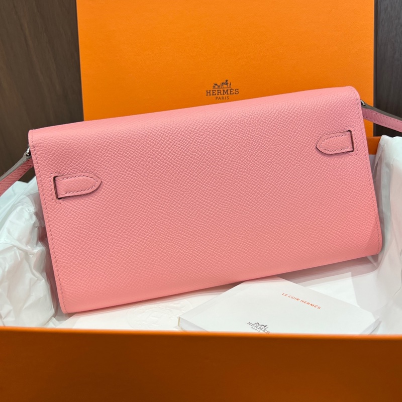 🌈Hermes💗Kelly to go💗1Q奶昔粉銀扣🌈全新閑置🌟Epsom皮🌟愛馬仕🌟-4
