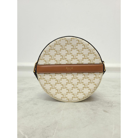 【包稅】CELINE 白色 Triomphe 帆布圓形皮夾 12345