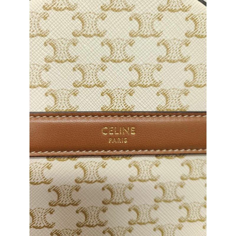 【包稅】CELINE 白色 Triomphe 帆布圓形皮夾 12345-3