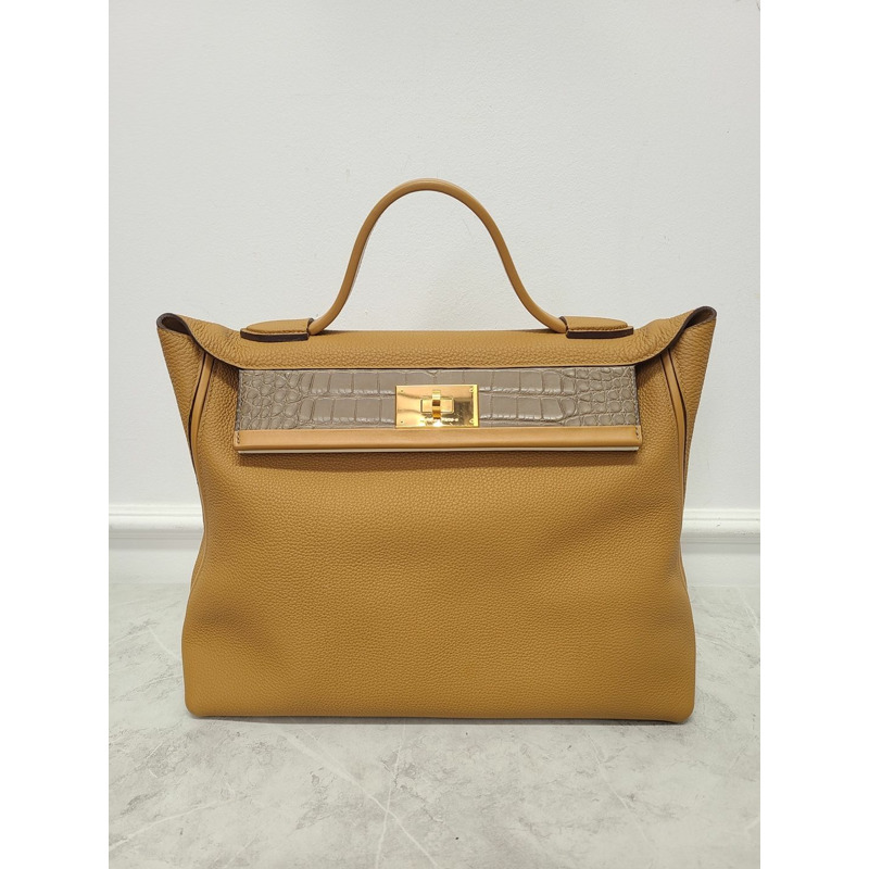 【包稅】HERMES 焦糖金 Togo Swift 鱷魚皮 Kelly 2424 包 35-0
