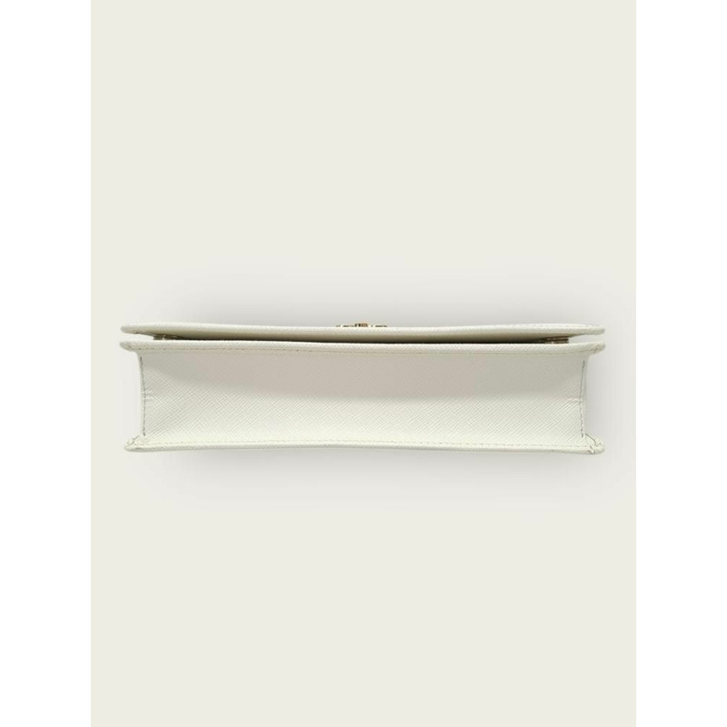 【包稅】PRADA 白色金屬Logo Saffiano迷你肩背包-6