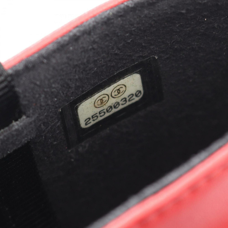 香奈兒 (CHANEL) 羊皮絎縫鏈條手機包，紅色，女士，A94471-4