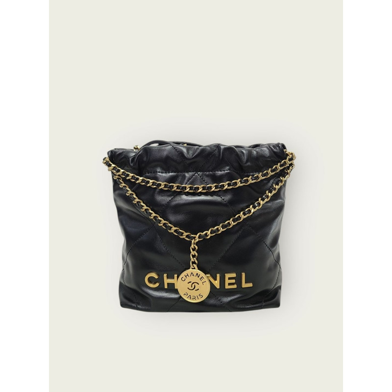 【包稅】CHANEL 黑色金色 22 迷你肩背包-0