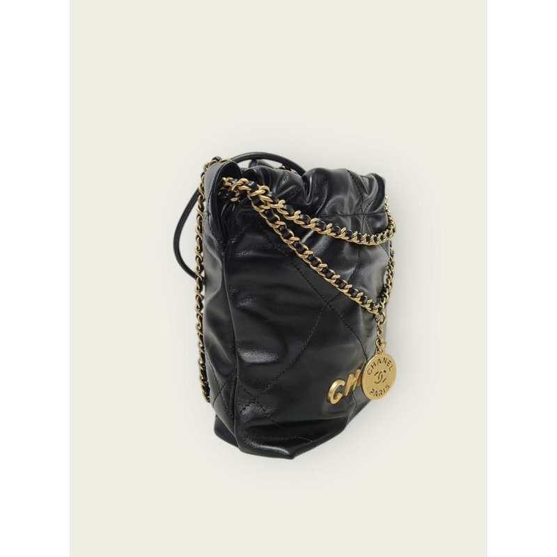 【包稅】CHANEL 黑色金色 22 迷你肩背包-2