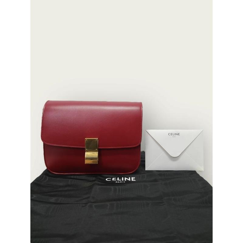 【包稅】CELINE 紅色經典款中型盒子包-6