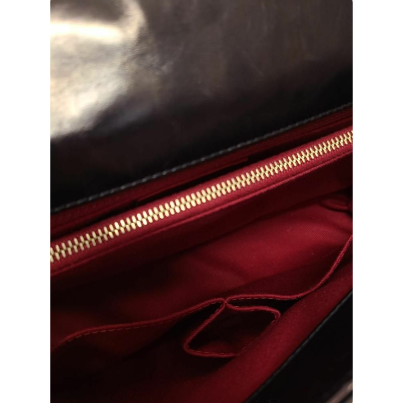 【包稅】CHANEL 黑色復古小牛皮人字紋可可手柄中號 24-3