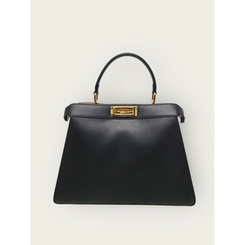 【包稅】FENDI Rose Black Calped Leather Peekaboo ISeeU Medium