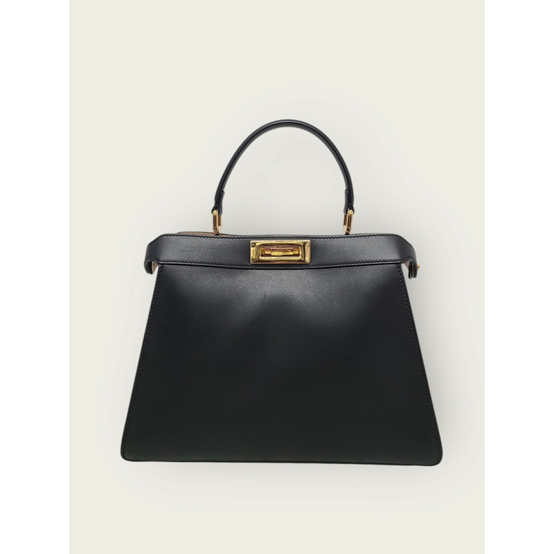 【包稅】FENDI Rose Black Calped Leather Peekaboo ISeeU Medium-0