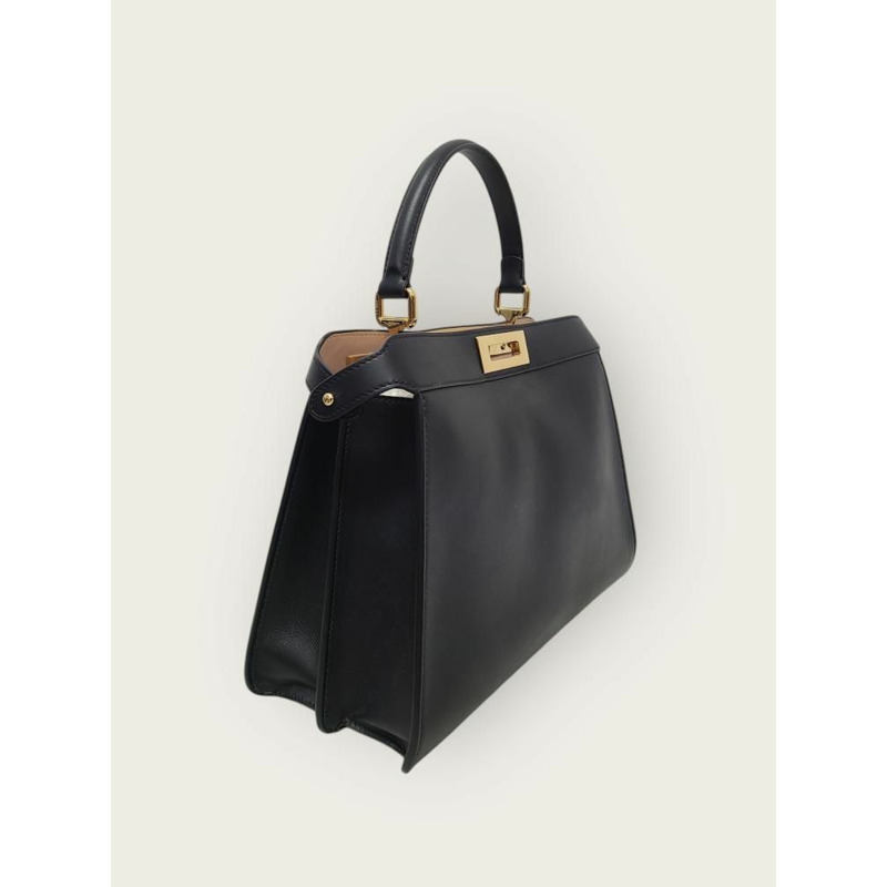 【包稅】FENDI Rose Black Calped Leather Peekaboo ISeeU Medium-2