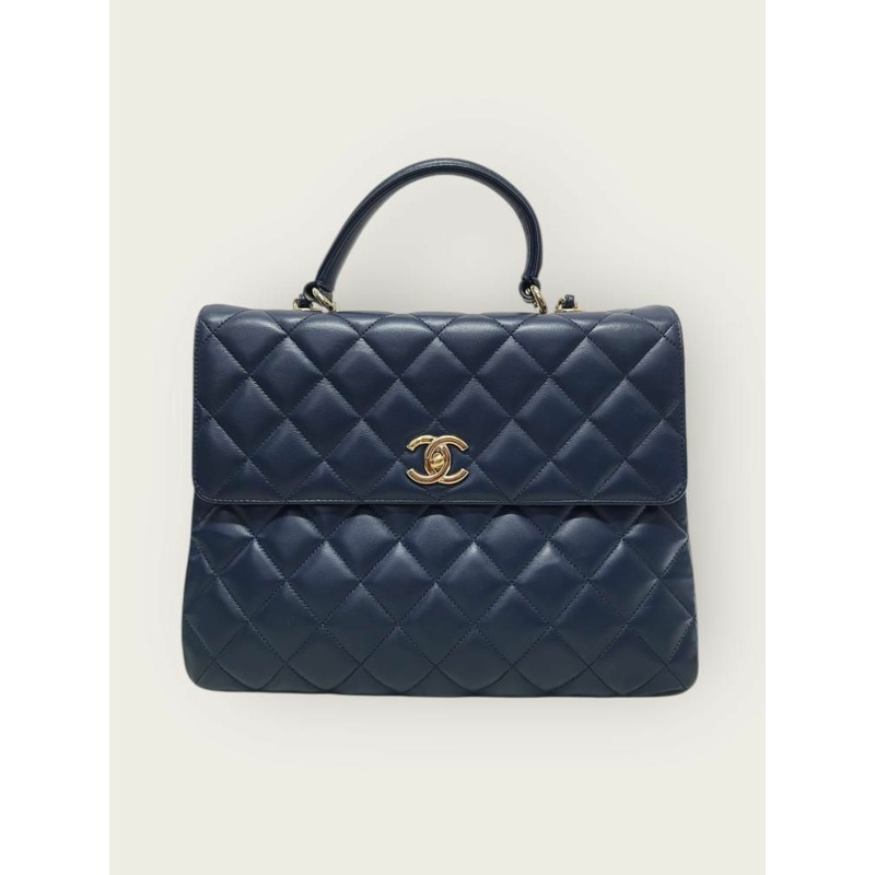 【包稅】CHANEL 海軍藍香檳金羊皮 Trendy CC 大號手提包 19 系列-1