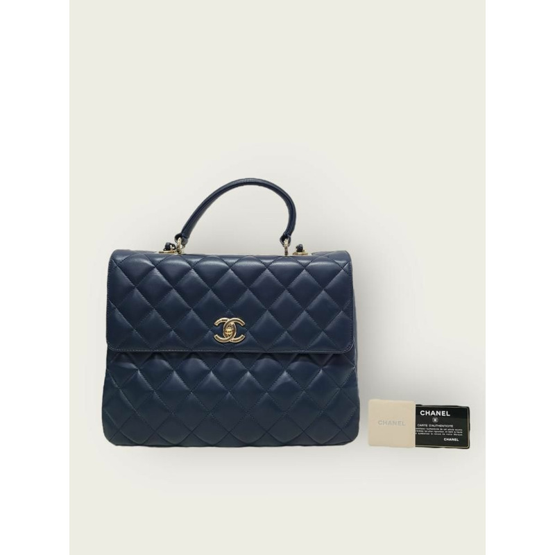 【包稅】CHANEL 海軍藍香檳金羊皮 Trendy CC 大號手提包 19 系列-7