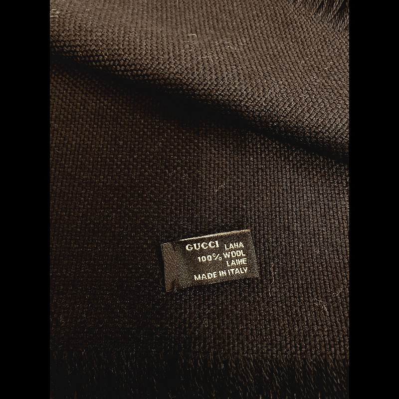 Gucci 黑色羊毛圍巾-6