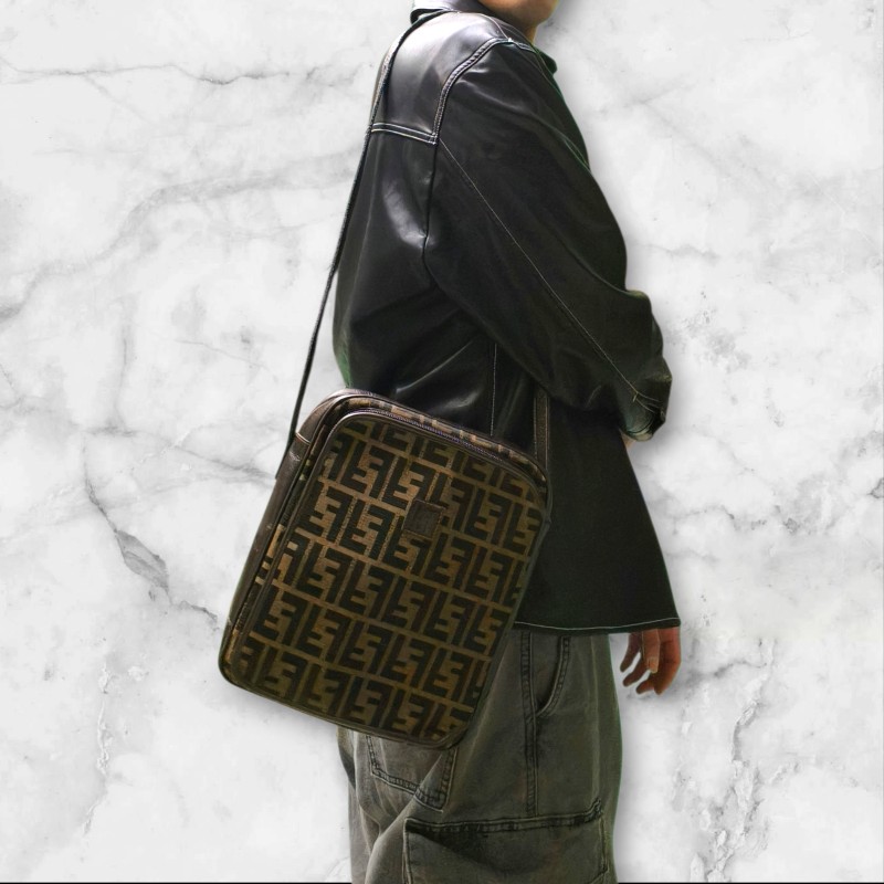 ‼️年前限時特賣‼️（原11800）至1/25⏰㊣✨FENDI✨芬迪 FF 老花 皮革 直立 收納包 相機包 肩背包 斜背包/雙F/二手包/二手精品/保證正品-72