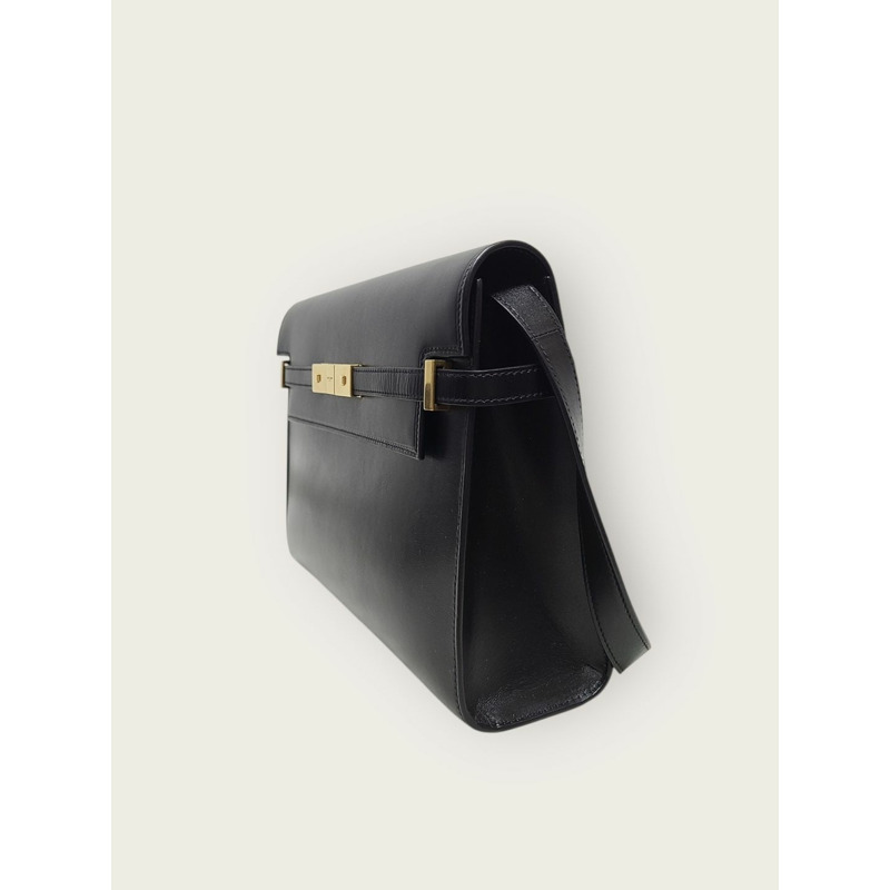 【包稅】SAINT LAURENT 黑色金色曼哈頓中號 Inbox 單肩包-2