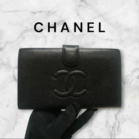 ‼️年前限時特賣‼️（原10800）至1/25⏰㊣✨CHANEL✨香奈兒 小香 雙C 雷標 黑色 魚子醬 皮革 拼色 長夾 皮夾 錢包/二手精品/二手皮夾/保證正品