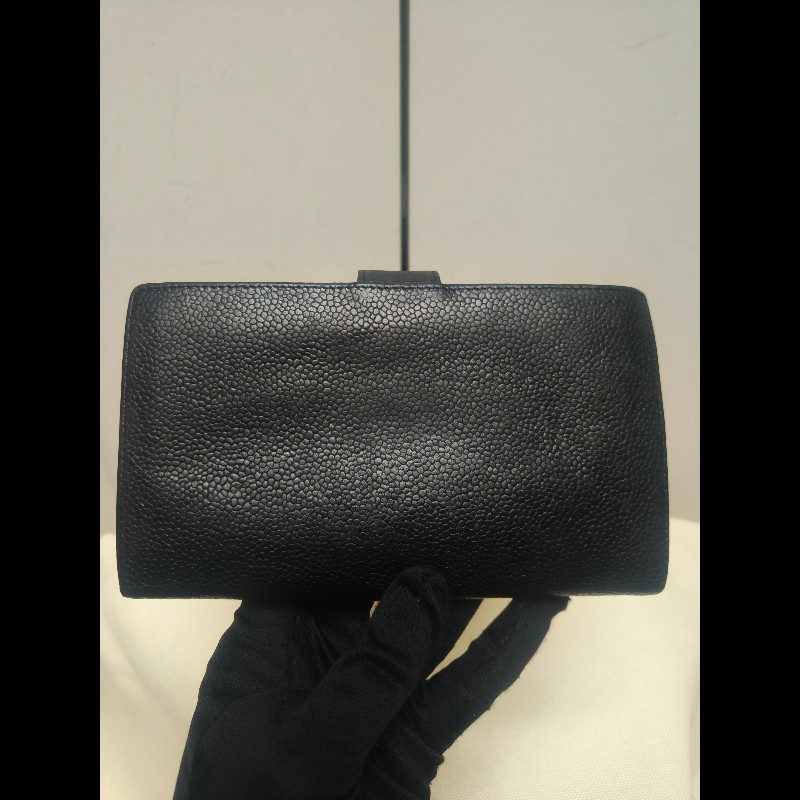 ‼️年前限時特賣‼️（原10800）至1/25⏰㊣✨CHANEL✨香奈兒 小香 雙C 雷標 黑色 魚子醬 皮革 拼色 長夾 皮夾 錢包/二手精品/二手皮夾/保證正品-3