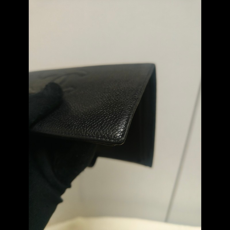 ‼️年前限時特賣‼️（原10800）至1/25⏰㊣✨CHANEL✨香奈兒 小香 雙C 雷標 黑色 魚子醬 皮革 拼色 長夾 皮夾 錢包/二手精品/二手皮夾/保證正品-9