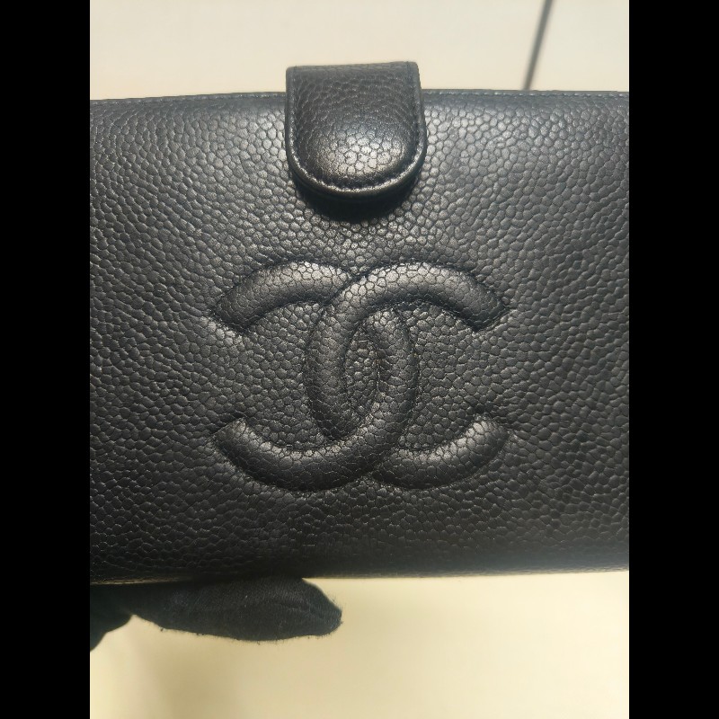 ‼️年前限時特賣‼️（原10800）至1/25⏰㊣✨CHANEL✨香奈兒 小香 雙C 雷標 黑色 魚子醬 皮革 拼色 長夾 皮夾 錢包/二手精品/二手皮夾/保證正品-13