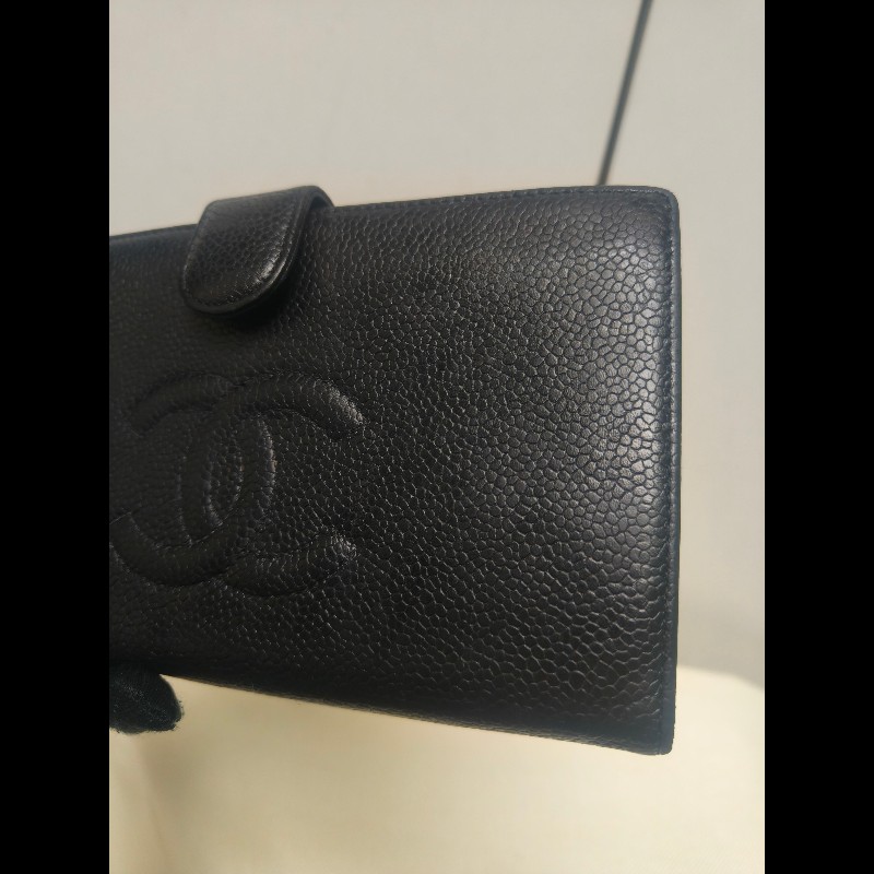 ‼️年前限時特賣‼️（原10800）至1/25⏰㊣✨CHANEL✨香奈兒 小香 雙C 雷標 黑色 魚子醬 皮革 拼色 長夾 皮夾 錢包/二手精品/二手皮夾/保證正品-15