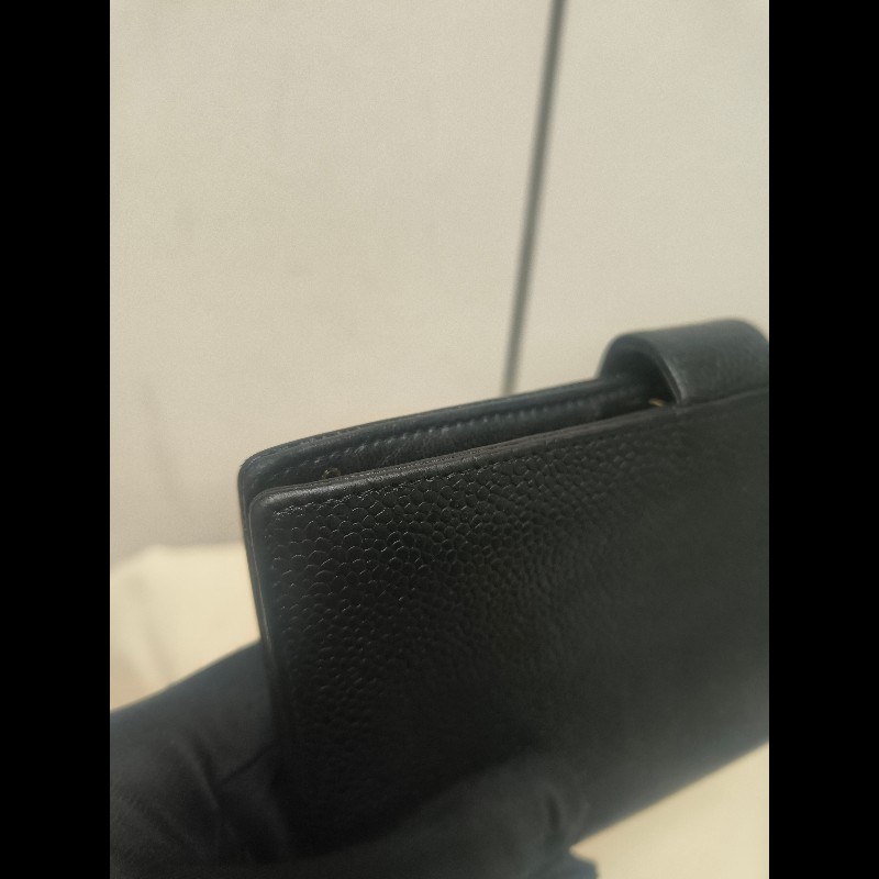 ‼️年前限時特賣‼️（原10800）至1/25⏰㊣✨CHANEL✨香奈兒 小香 雙C 雷標 黑色 魚子醬 皮革 拼色 長夾 皮夾 錢包/二手精品/二手皮夾/保證正品-24