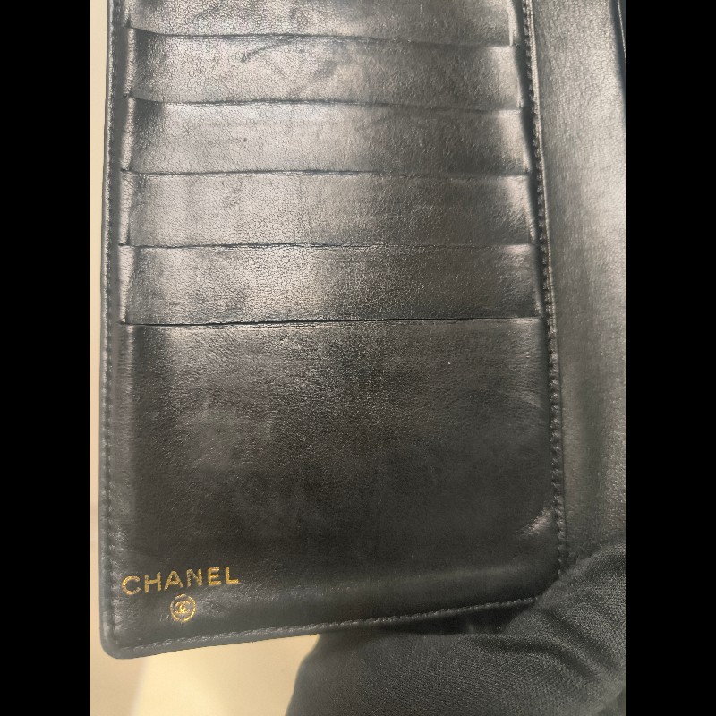 ‼️年前限時特賣‼️（原10800）至1/25⏰㊣✨CHANEL✨香奈兒 小香 雙C 雷標 黑色 魚子醬 皮革 拼色 長夾 皮夾 錢包/二手精品/二手皮夾/保證正品-28