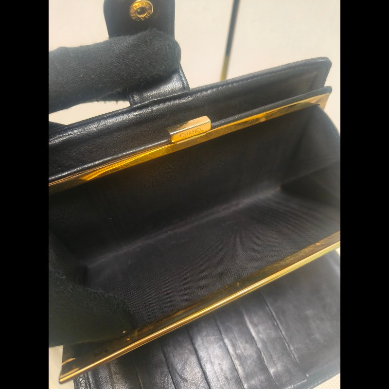 ‼️年前限時特賣‼️（原10800）至1/25⏰㊣✨CHANEL✨香奈兒 小香 雙C 雷標 黑色 魚子醬 皮革 拼色 長夾 皮夾 錢包/二手精品/二手皮夾/保證正品-38