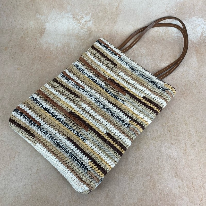 Miu miu 豎版美拉德色系條紋編織tote托特包 手提包-1