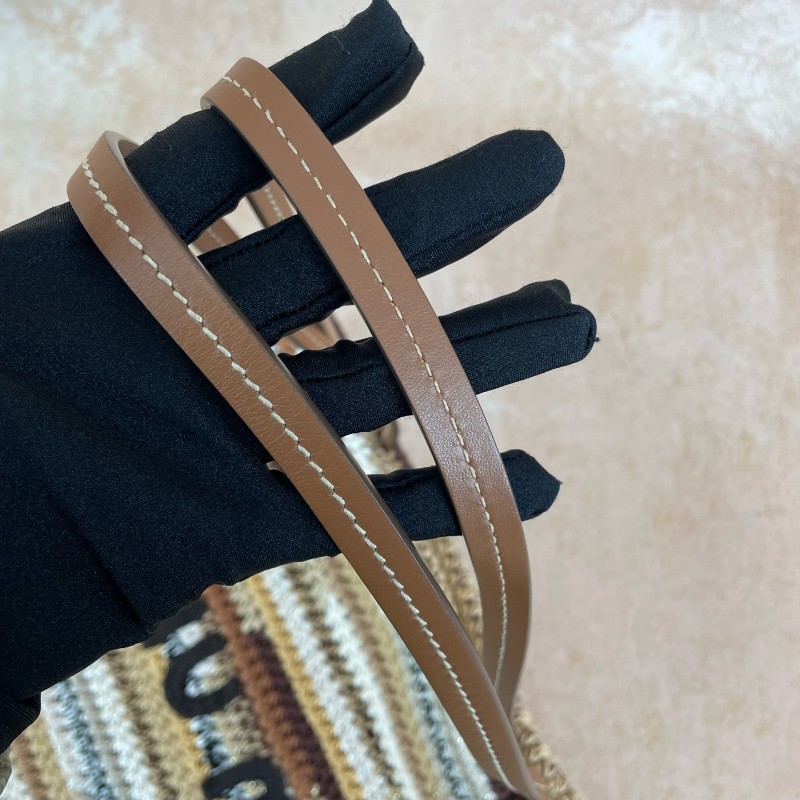 Miu miu 豎版美拉德色系條紋編織tote托特包 手提包-6