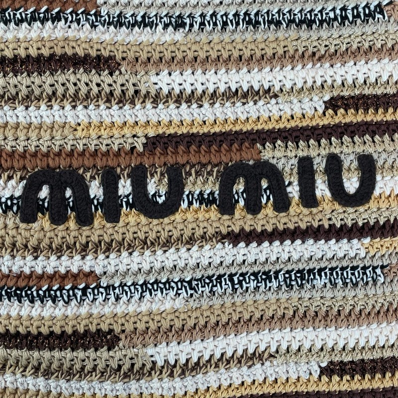 Miu miu 豎版美拉德色系條紋編織tote托特包 手提包-13