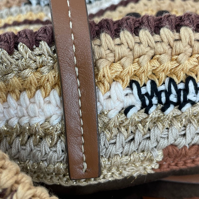 Miu miu 豎版美拉德色系條紋編織tote托特包 手提包-16