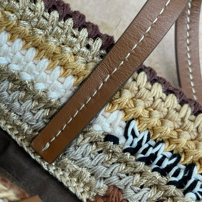 Miu miu 豎版美拉德色系條紋編織tote托特包 手提包-18