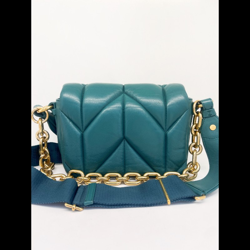 Miu Miu 藍綠色皺褶皮泡芙包-1