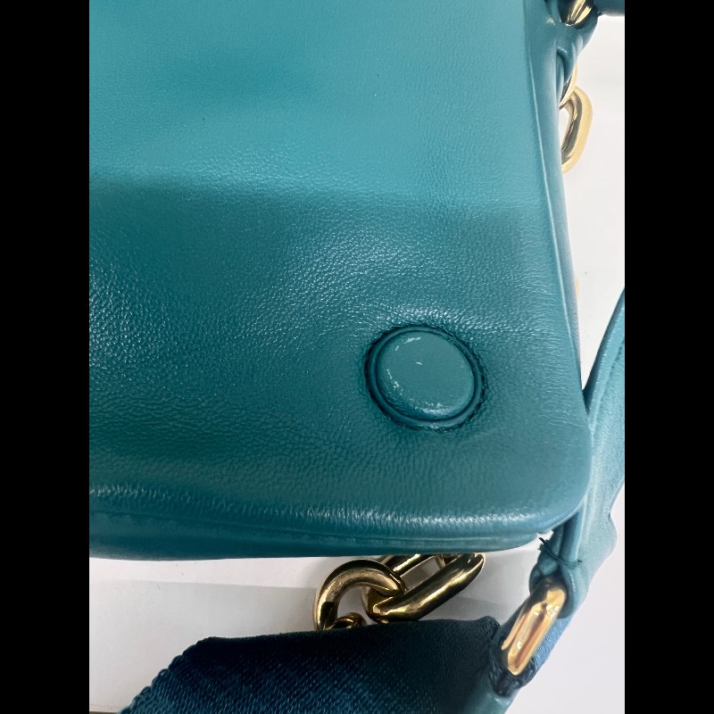 Miu Miu 藍綠色皺褶皮泡芙包-4