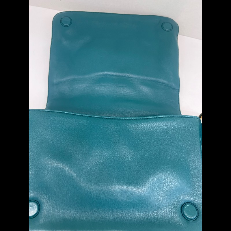 Miu Miu 藍綠色皺褶皮泡芙包-6