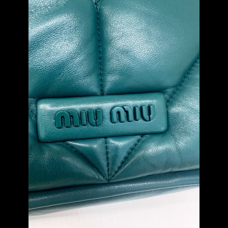 Miu Miu 藍綠色皺褶皮泡芙包-9