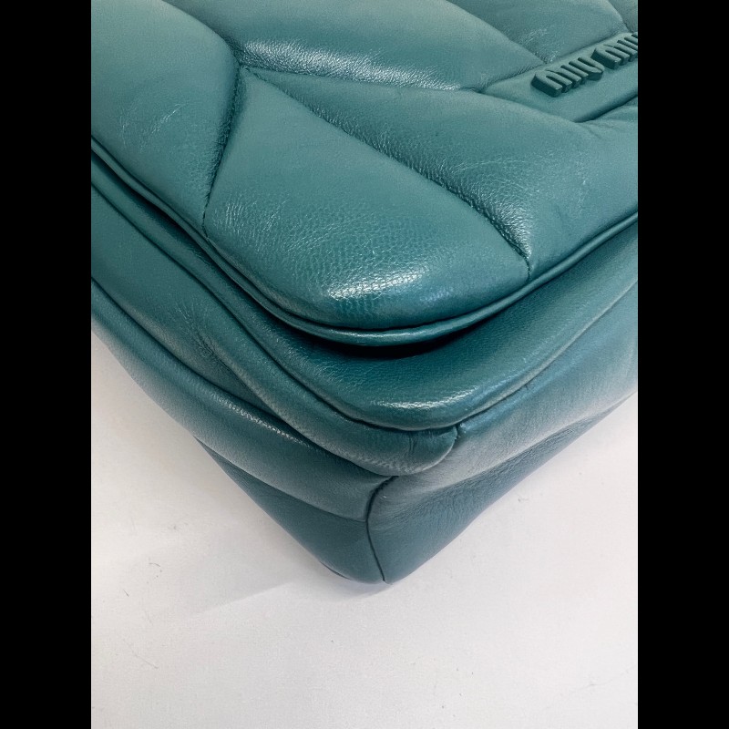 Miu Miu 藍綠色皺褶皮泡芙包-11