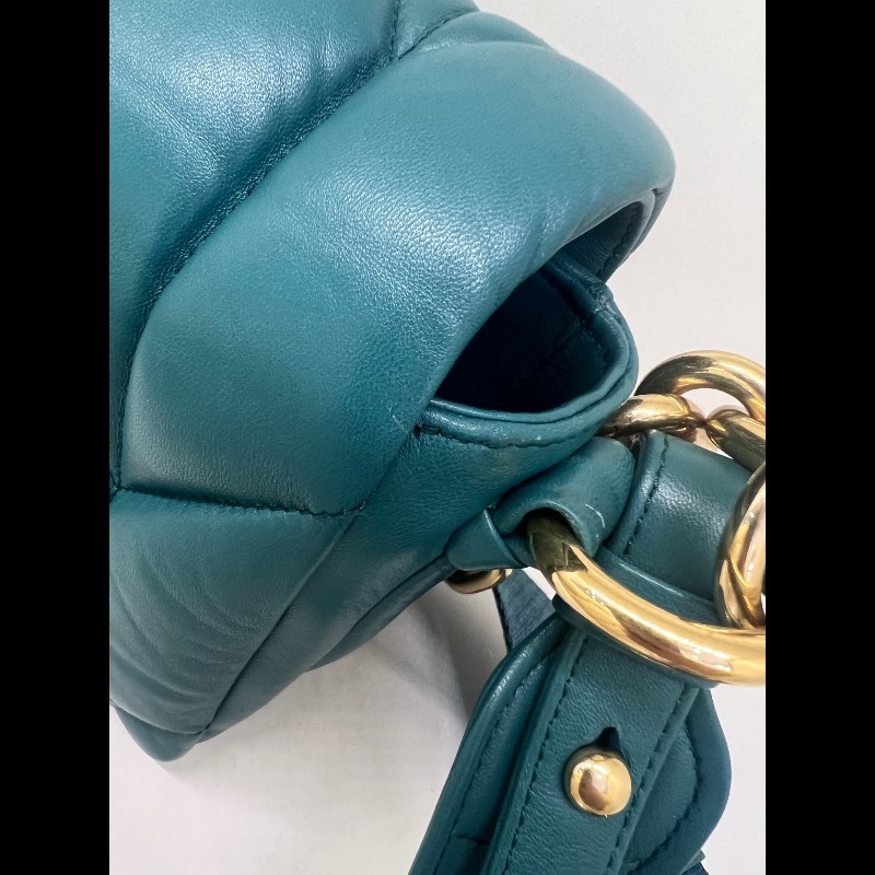 Miu Miu 藍綠色皺褶皮泡芙包-12