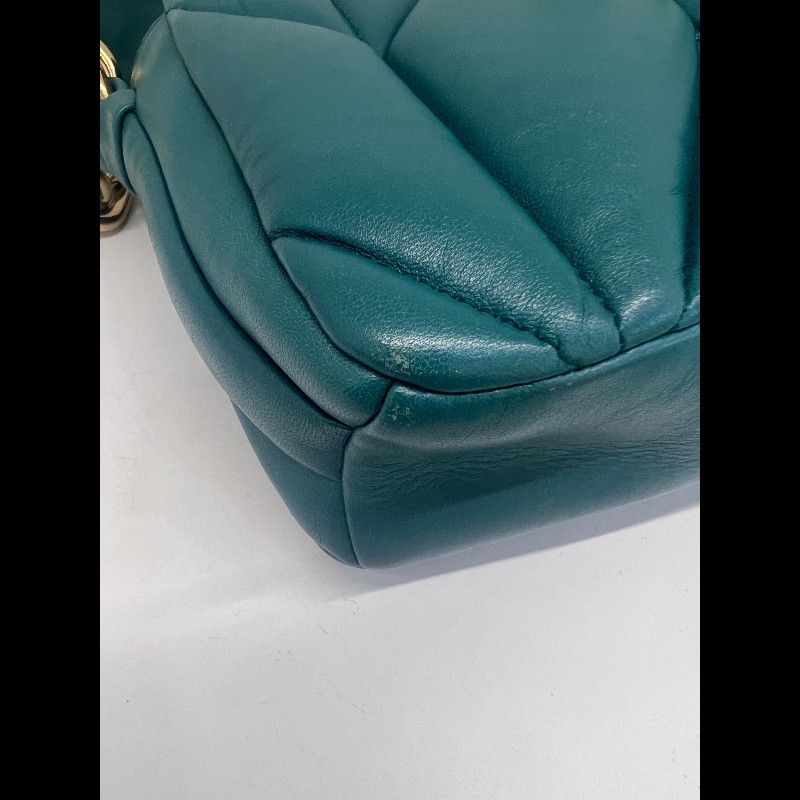 Miu Miu 藍綠色皺褶皮泡芙包-14