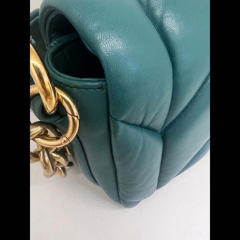 Miu Miu 藍綠色皺褶皮泡芙包-16