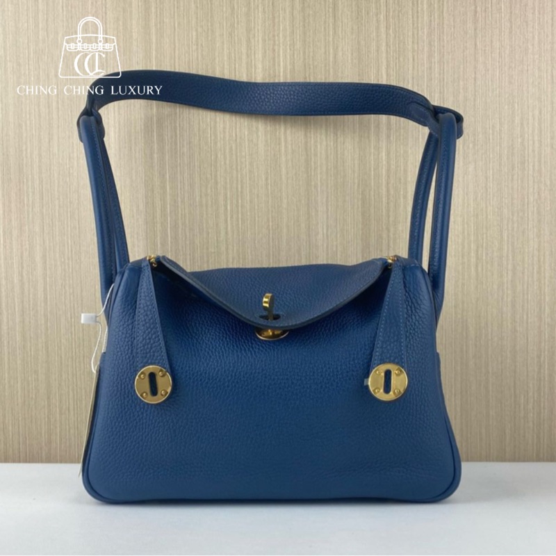 🌈Hermes💙Lindy 26💙R2瑪瑙藍金扣🌈99新🌟TC皮🌟愛馬仕🌟-0
