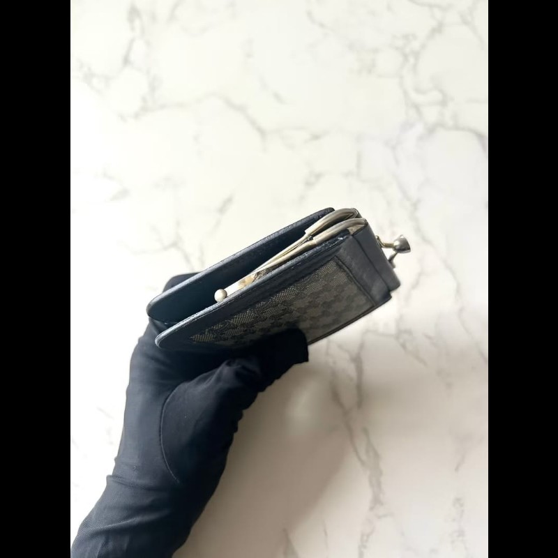 【LA LUNE】古董包 Celine黑藍灰老花口金錢包 零錢包 收納包 中古包 二手包-1