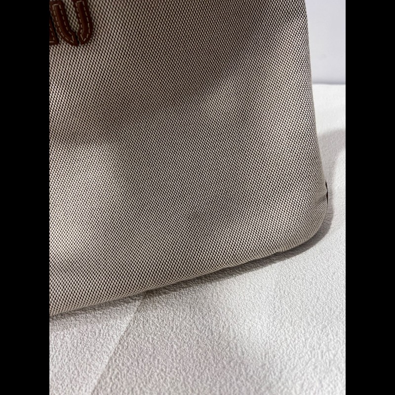 Miu Miu IVY帆布托特包米色肩背包-6