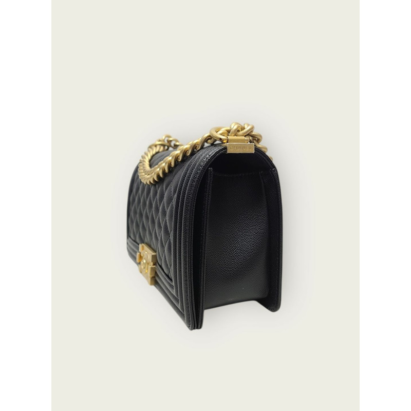 【包稅】CHANEL 黑魚子醬金男孩包中型薯片-1