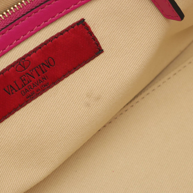Valentino Rockstuds 鉚釘肩手提包斜背包,粉紅色皮革,二手女款-8