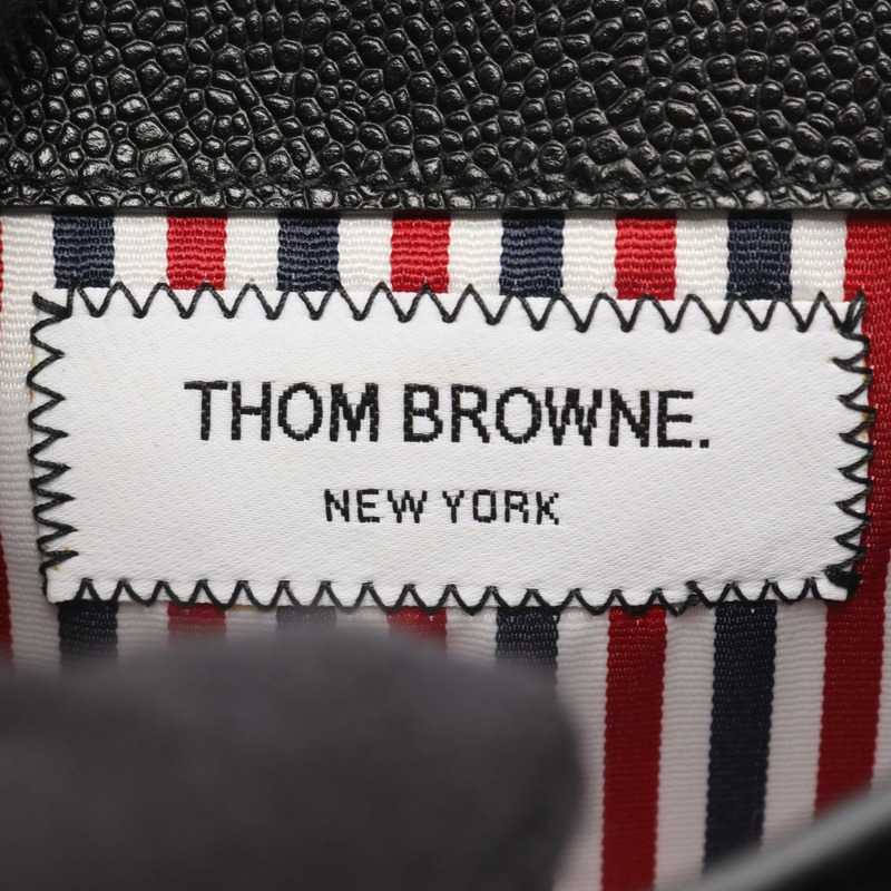 THOM BROWNE 鵝卵石紋單肩斜背包，黑色真皮，二手女款-3