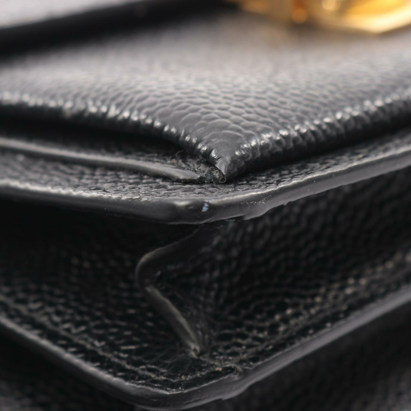 THOM BROWNE 鵝卵石紋單肩斜背包，黑色真皮，二手女款-4