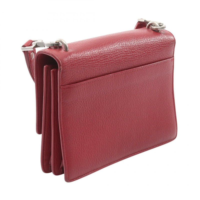 SAINT LAURENT PARIS Sunset 中單肩斜背包 464673 皮革 紅色 二手-1